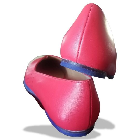 John Fluevog Retired 'Basement Sue' Red Perforated Flats Off White Toe Cap sz 8 - Picture 9 of 14